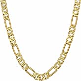 LIFETIME JEWELRY 4.5mm & 6mm Swiss Diamond Cut Figaro Chain Necklaces 24k Real Gold Plated