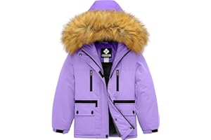 GEMYSE Girl's Winter Waterproof Ski Snow Jacket Fleece Windproof Jacket with Hood