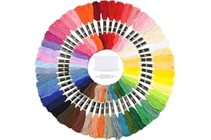 Similane Embroidery Floss 50 Skeins Cross Stitch Thread Rainbow Color Friendship Bracelets Crafts Floss with 12 Pcs Floss Bobbins and 1 Pcs Needle-Threading Tool