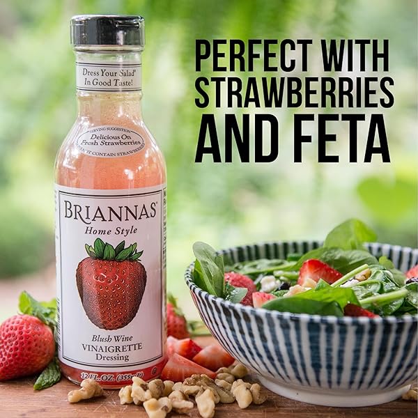 BRIANNAS – HOME STYLE BLUSH WINE VINAIGRETTE DRESSING – FINE SALAD DRESSING MADE WITH PREMIUM INGREDIENTS – GLUTEN FREE, KOSHER, & VEGAN – 12 OZ. BOTTLE