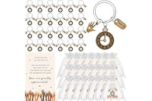 Generic 25 Sets Volunteer Appreciation Gifts Keychain Bulk Thank You Clock Keychains and Cards for Social Volunteer Employee