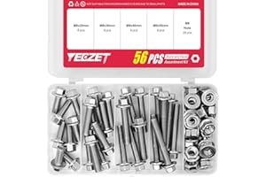 YEEZET 56PCS M8 Stainless Steel 304 Flanged Hex Head Bolts and Nuts kit 20mm 30mm 40mm 50mm