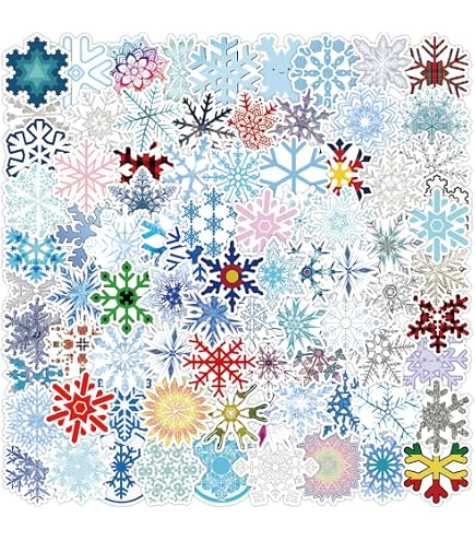 50 Autocollants Flocons De Neige En Vinyle - Décorations Hiver/Noël - Imperméables - Pour Bouteilles, Ordinateurs, Etc.