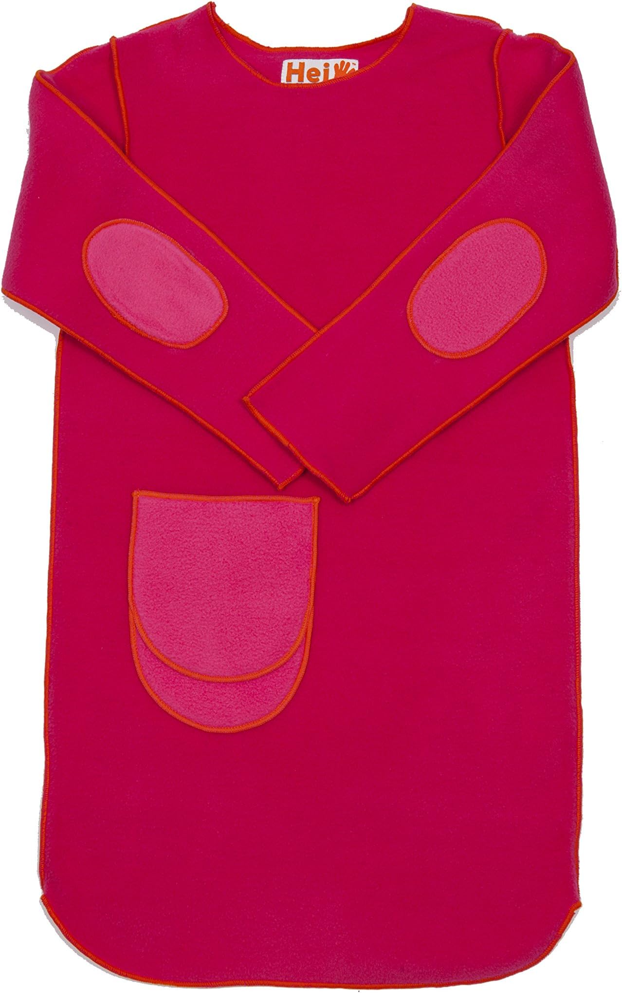 Hej Kid's Ika Sweater Dress, Pink with Orange Trim, 2T-3T