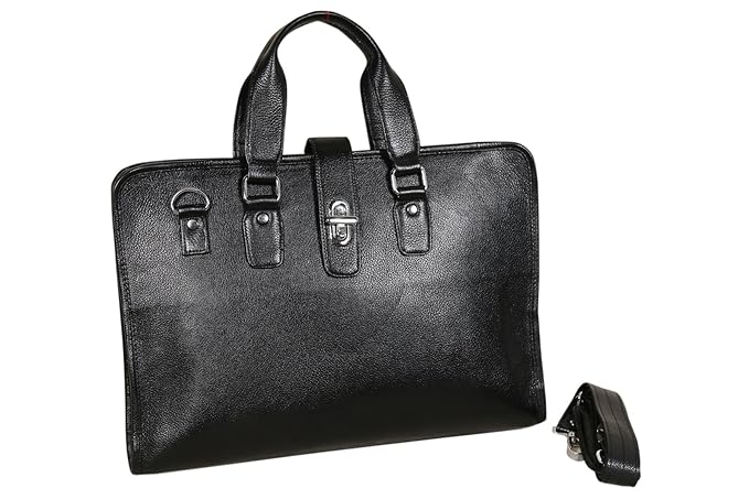 HYATT 16 Inch Leather Laptop Briefcase (Black)