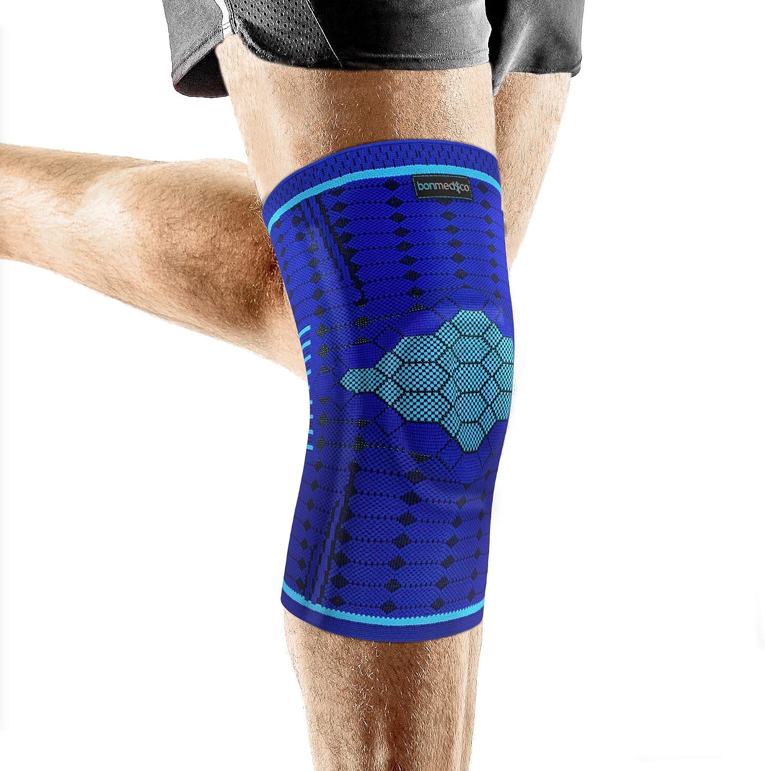bonmedico Professional Gensano Knee Bandage for Women & Men, Sports Brace with Silicone Patella Strap, Non-Slip