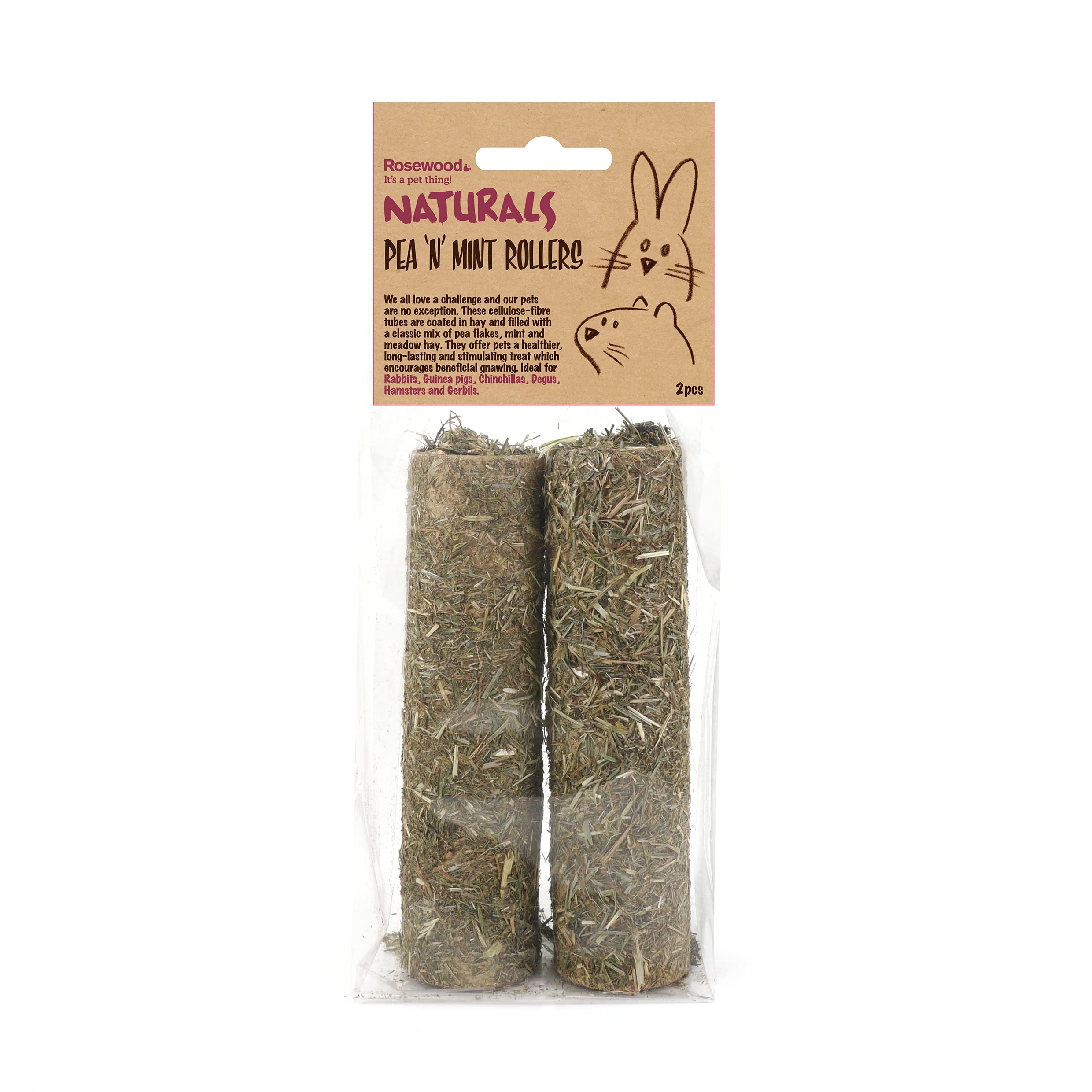 Rosewood Naturals Pea 'n' Mint Rollers, Small Animal Treat for Rabbits, Guinea Pigs, Chinchillas and Degus