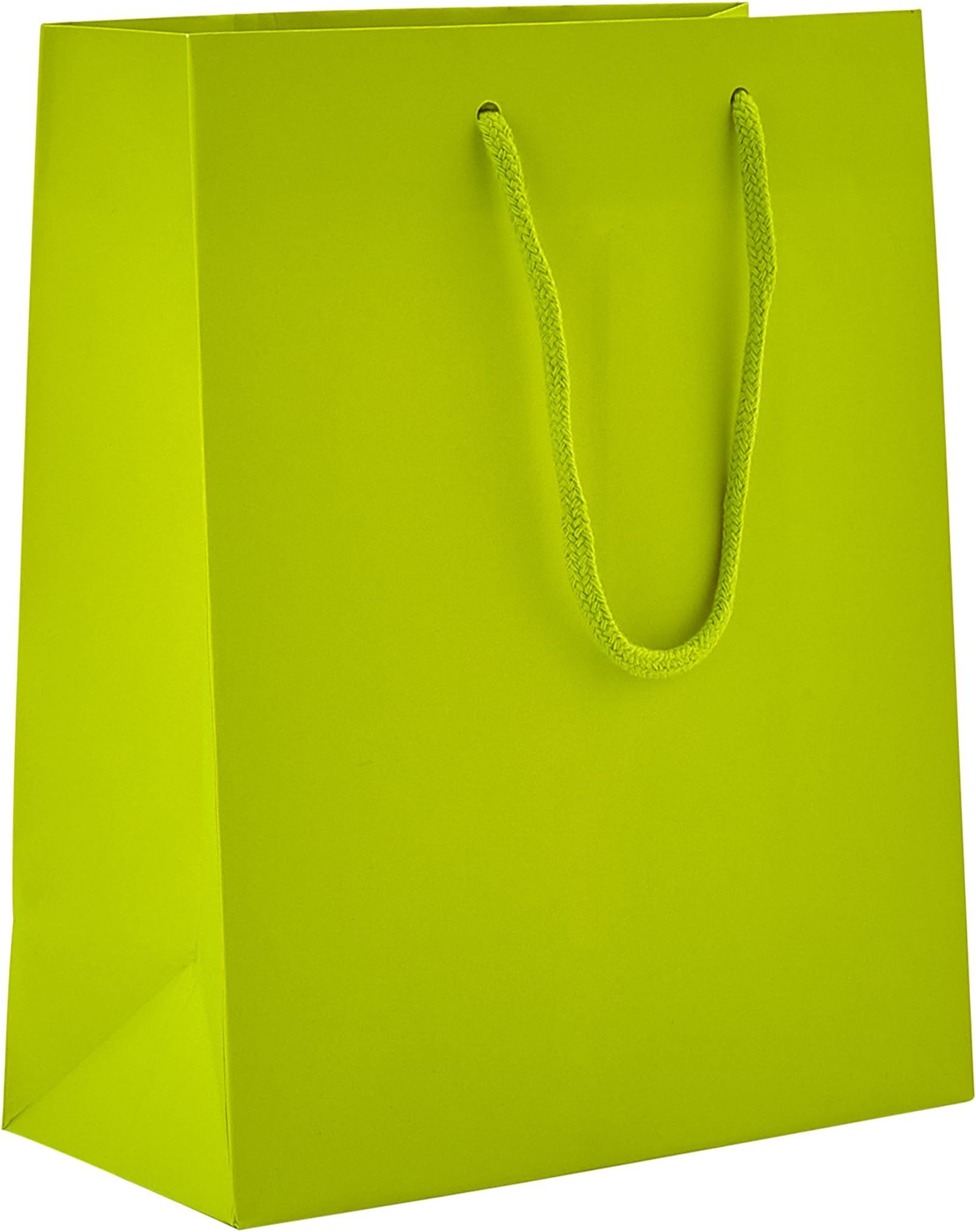 8 x 4 x 10" Lime Matte - 100 Pack | Heavy Duty Standard Original Style Paper Tote Bag Set | Perfect for Gifts, Party, Baby Shower, Kid’s Birthdays, Weddings, Lunch & More