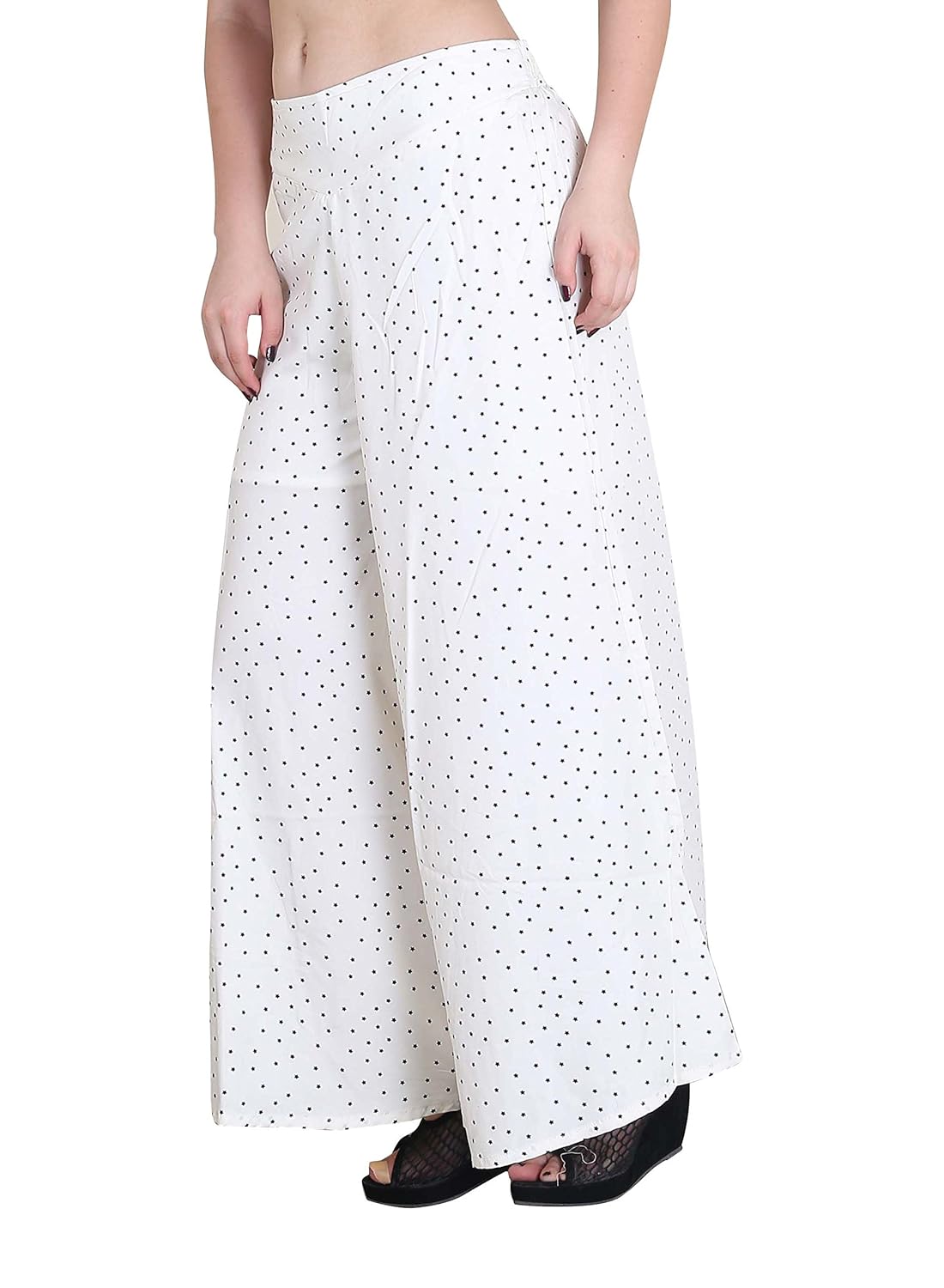 jollify regular fit women's white printed plazzo