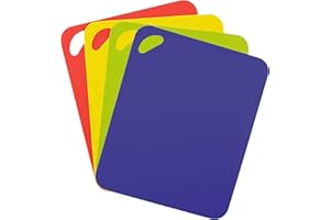 Dexas Heavy Duty Grippmat Flexible Cutting Board Set of Four, 11.5 x 14 inches, Blue, Green, Yellow and Red,6554PK