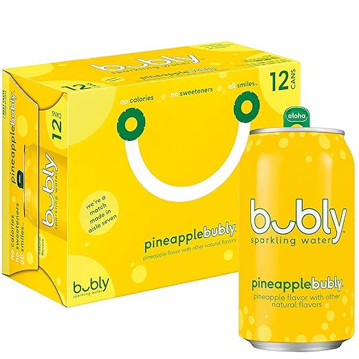 bubly Sparkling Water, Pineapple, 12 fl oz. Cans (12 Pack