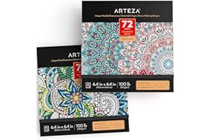 Arteza Coloring Books for Adults, Pack of 2, 6.4 x 6.4 Inches, Floral & Mandala Designs, 72 Sheets Each, 100 lb Paper, Detachable Pages, Art Supplies for Relaxing, Reflecting, and Decompressing