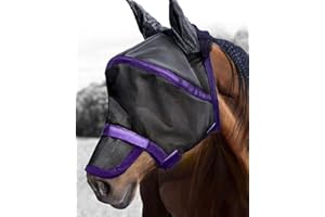 Harrison Howard Maskology Supreme Nylon Framework Micro-Woven Material UV-Proof Horse Fly Mask Black Purple (Cob)