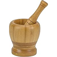 DecorRack Bamboo Mortar and Pestle, 100% Natural Bamboo Spice Grinder, Crush, Press, Mash Spices, Herbs, Garlic, Pepper…