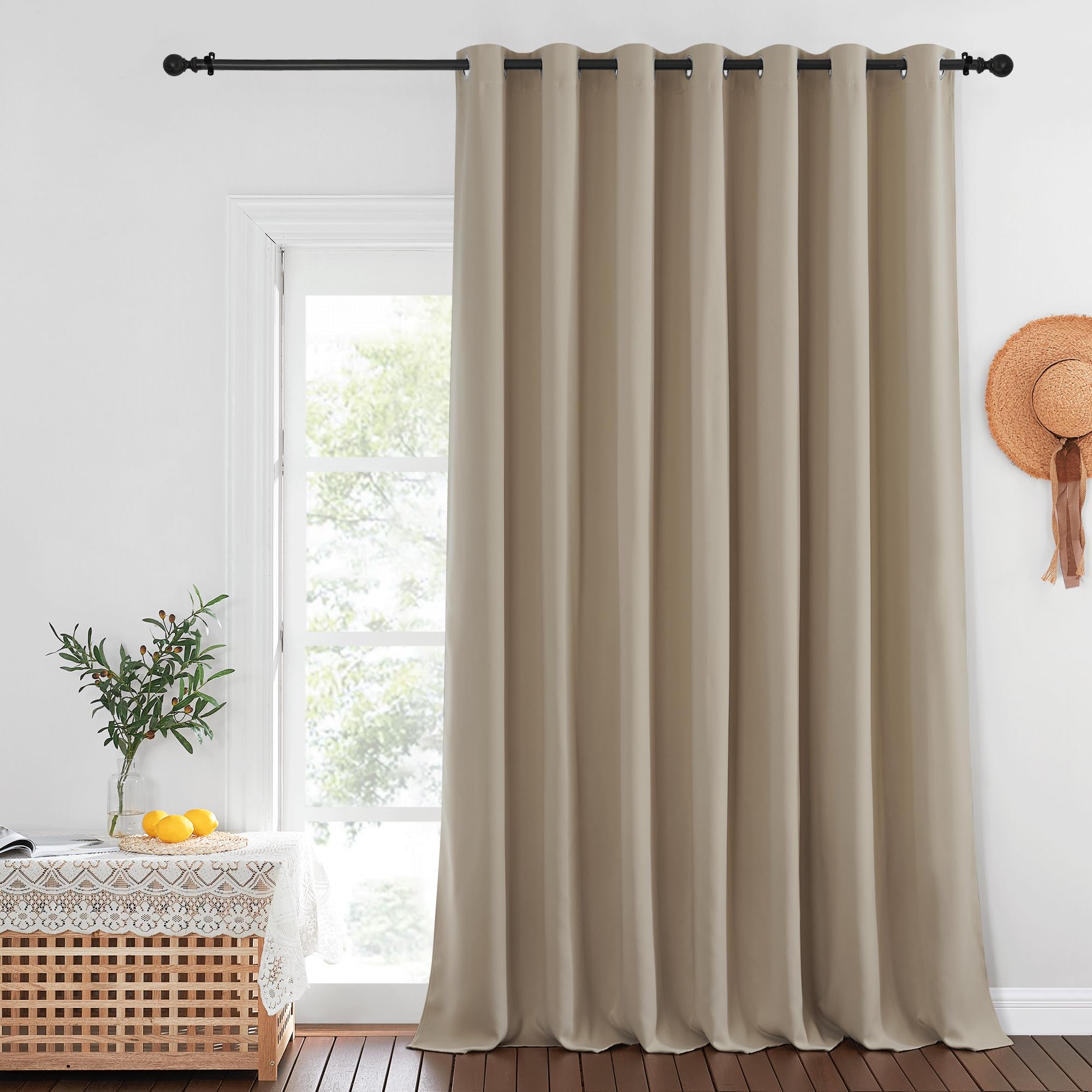 NICETOWN Blackout Patio Curtains 100 x 144 Inches Long for Sliding Door Extral Wide Blackout Curtain Panels Thermal Insulated Room Divider - Grommet Top, 100" W x 144" L, 1 Panel, Taupe Image NICETOWN Blackout Patio Curtains 100 x 144 Inches Long for Sliding Door Extral Wide Blackout Curtain Panels Thermal Insulated Room Divider - Grommet Top, 100" W x 144" L, 1 Panel, Taupe Image