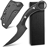 Ccanku C1490 Fixed Blade Knives 8 Inch Claw Knife D2 Blade Steel & G10 Handle Outdoor EDC Knife Suitable for Outdoor, Survival, Bushcraft with K Sheath(Black)