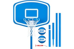 GoSports Splash Hoop UP Above Ground Pool Hoop Basketball Game with 2 Pool Basketballs and Pump