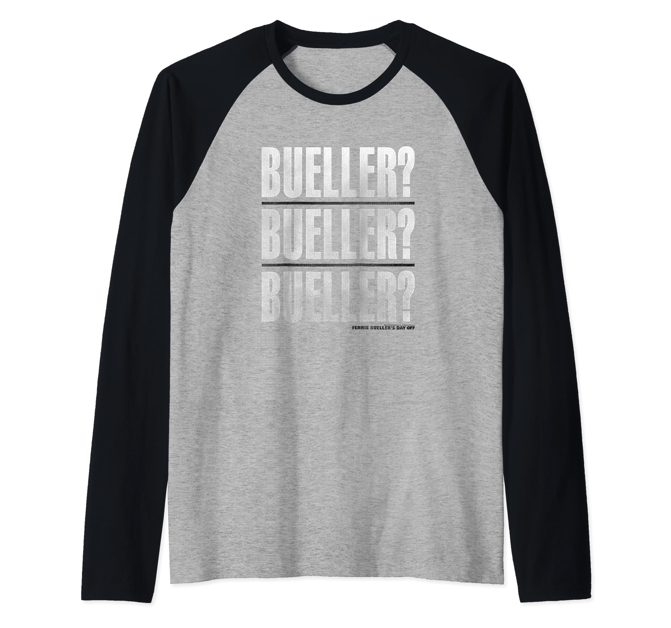 Ferris Bueller Bold Stacked Buellers Raglan Baseball Tee