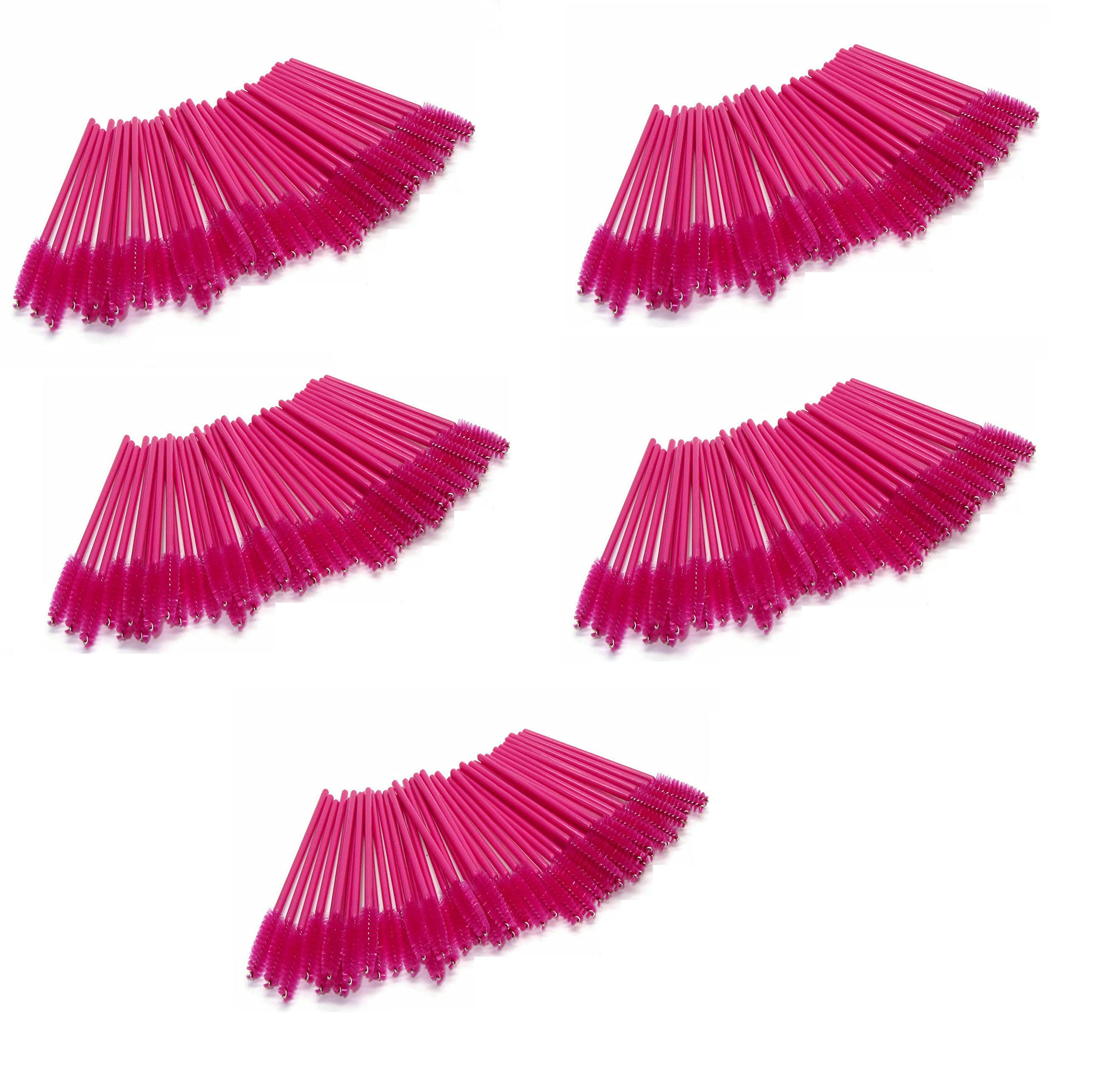 Mascara Wands Bulk Disposable Eyelash Eye Brow Brushes Applicator Spoolie Applicator Lash Extensions Makeup Black Silver Pink Red Tool Set (FULL PINK, 500)