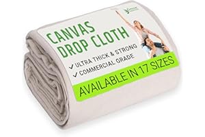 GREEN LIFESTYLE All Purpose Canvas Drop Cloths - Drop Cloth for Painting, Floor Cover, Heavy Duty Protection for Furniture & Surfaces, Reusable Painters Canvas Tarp for Renovation & Home (4x12)