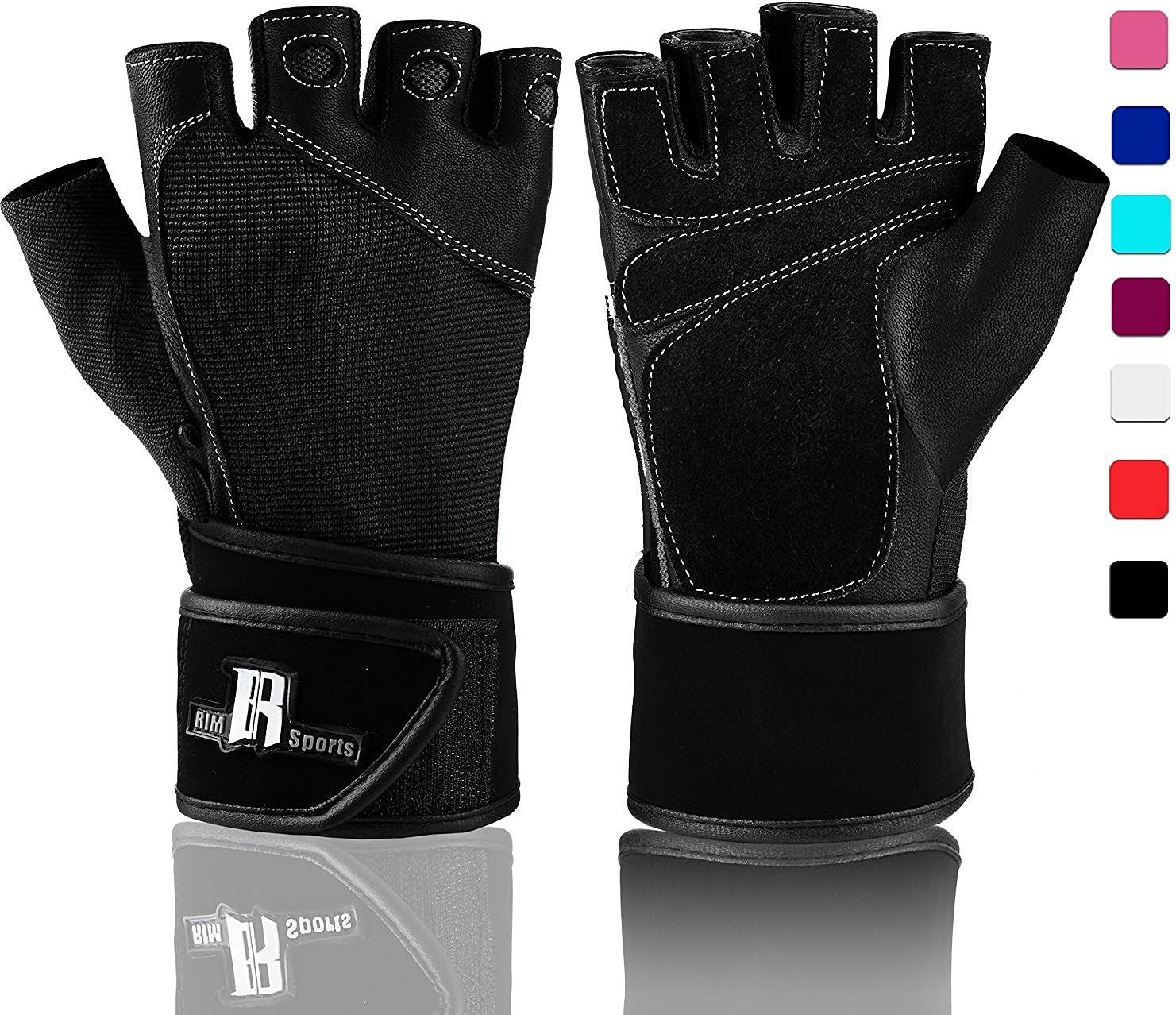RIMSports Weightlifting Gloves With Wrist Support - Workout Gloves With Wrist Padding For Lifting Weights, Cross Training, Power Lifting, Gym Gloves, Quality Lifting Gloves