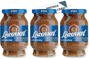 GENERIC Lowensenf Bavarian Sweet German Mustard, 10.05 ounce (Pack of 3) with Grocery Restock Card by IntFeast