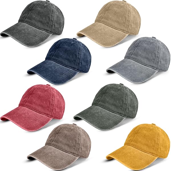 Blank Adjustable Caps 6 Pack Washed Cotton Baseball Caps  display picture 2
