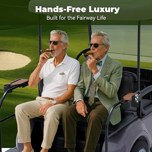 UPGRADED GOLF CART ARMREST WITH OVERSIZED CUP HOLDER & MAGNETIC CLIP – FITS EZGO, CLUB CAR, YAMAHA – WATERPROOF, NO-DRILL INSTALL – UNIVERSAL 1″&1.25″ FRAME – GREAT GOLF GIFT FOR GOLFERS