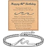 ACOGVN Birthday Gifts for Women Her, Cool Wave Bracelet Gifts for 30th-80th Birthday Woman Mom Wife Grandma Daughter Best Friend with Happy Birthday Card