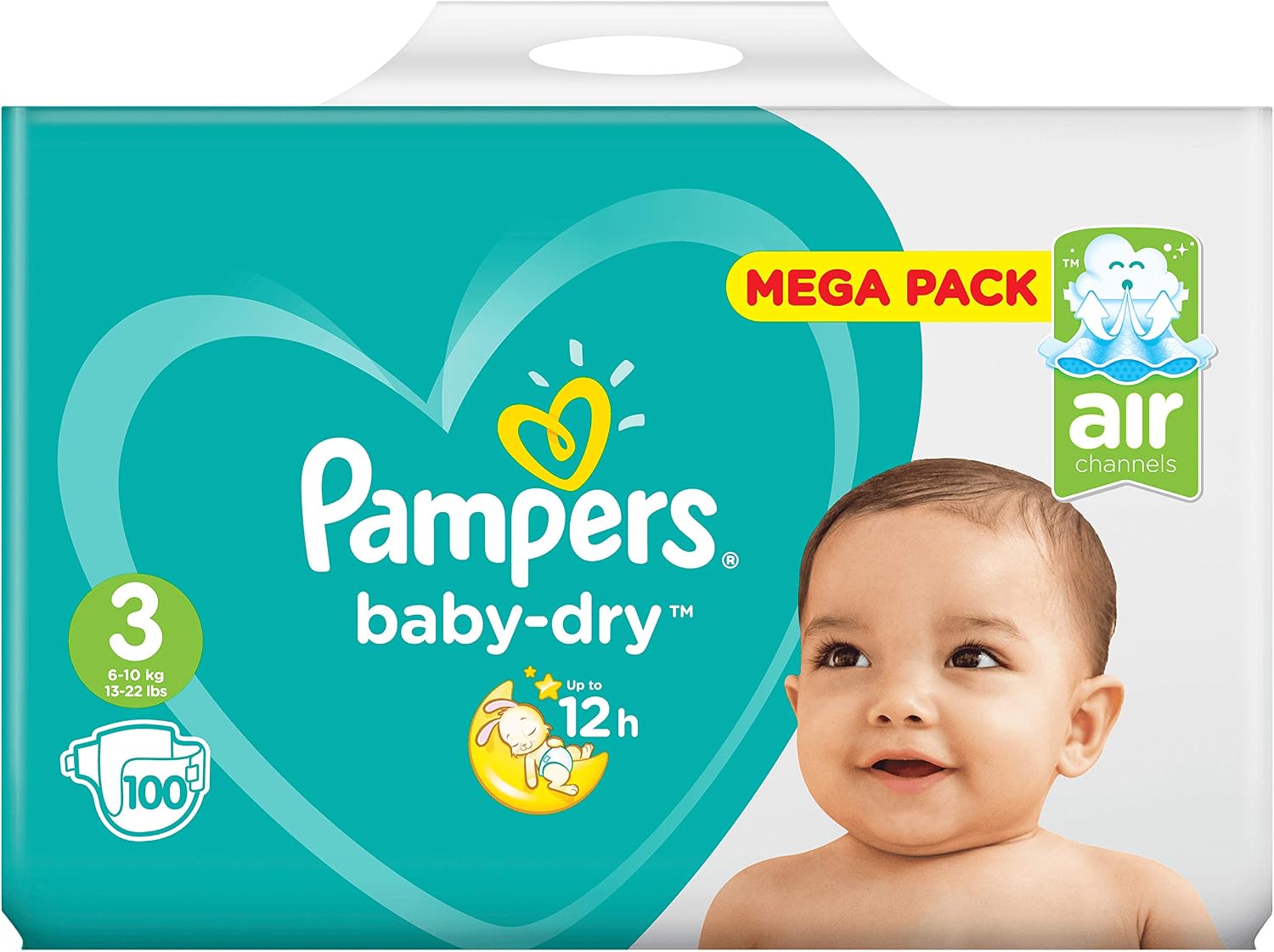 Pampers Baby-Dry Nappies, Size 3 (Pack of 100), Size 3 (Pack of 100)