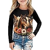 Girls Western Horse T-Shirts - Cute Cowgirl Outfit Kids Short Sleeve Shirts Funny Tops Rodeo Toddler Summer Tee