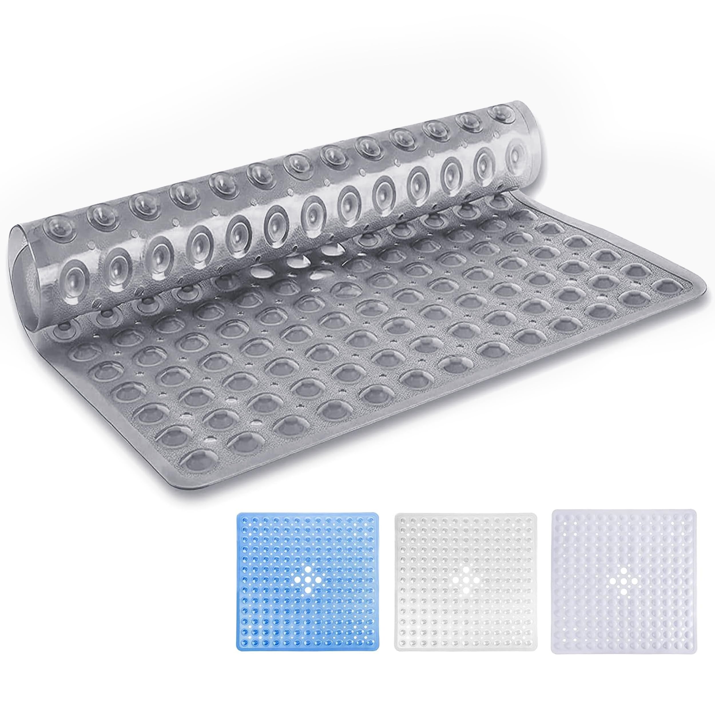 MOONLIGHT20015 Shower Bath Mat Non Slip Anti Mould & Mildew with Strong Suction Cups Grip and Drain Holes Soft Rubber Shower Mats - PVC Bathroom Mat Machine Washable (53x53cm, Grey) — image 1