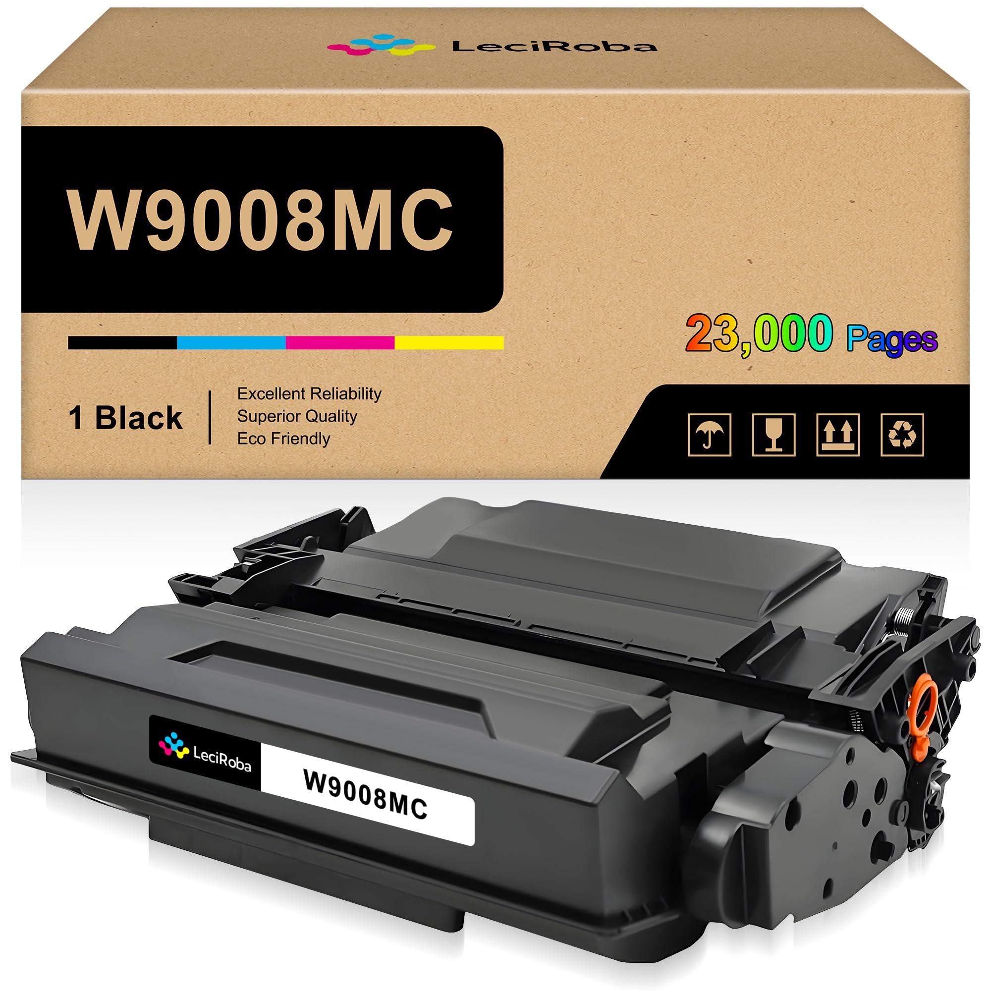 Photo 1 of LeciRoba W9008MC W9008 Black 23,000 High Yield Toner Cartridge Replacement for HP W9008MC for HP Managed E50145dn Flow MFP E52645c MFP E52645dn Priner Ink (Black, 1-Pack)