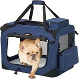 Feandrea Foldable Pet Carrier Bag Large Dog Cat Travel Crate Dark Blue 60x42x42