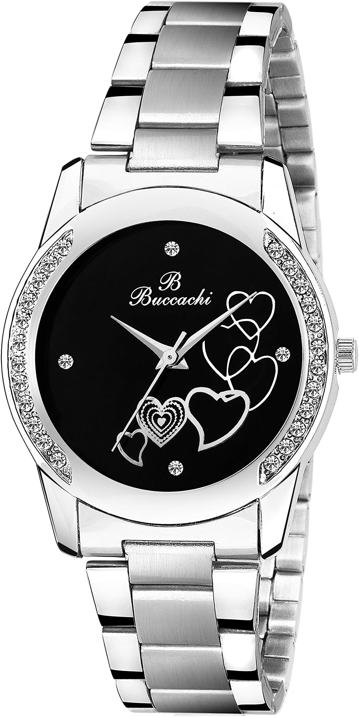 Analogue Black Dial Women's Watch (Black Dial Silver Colored Strap)