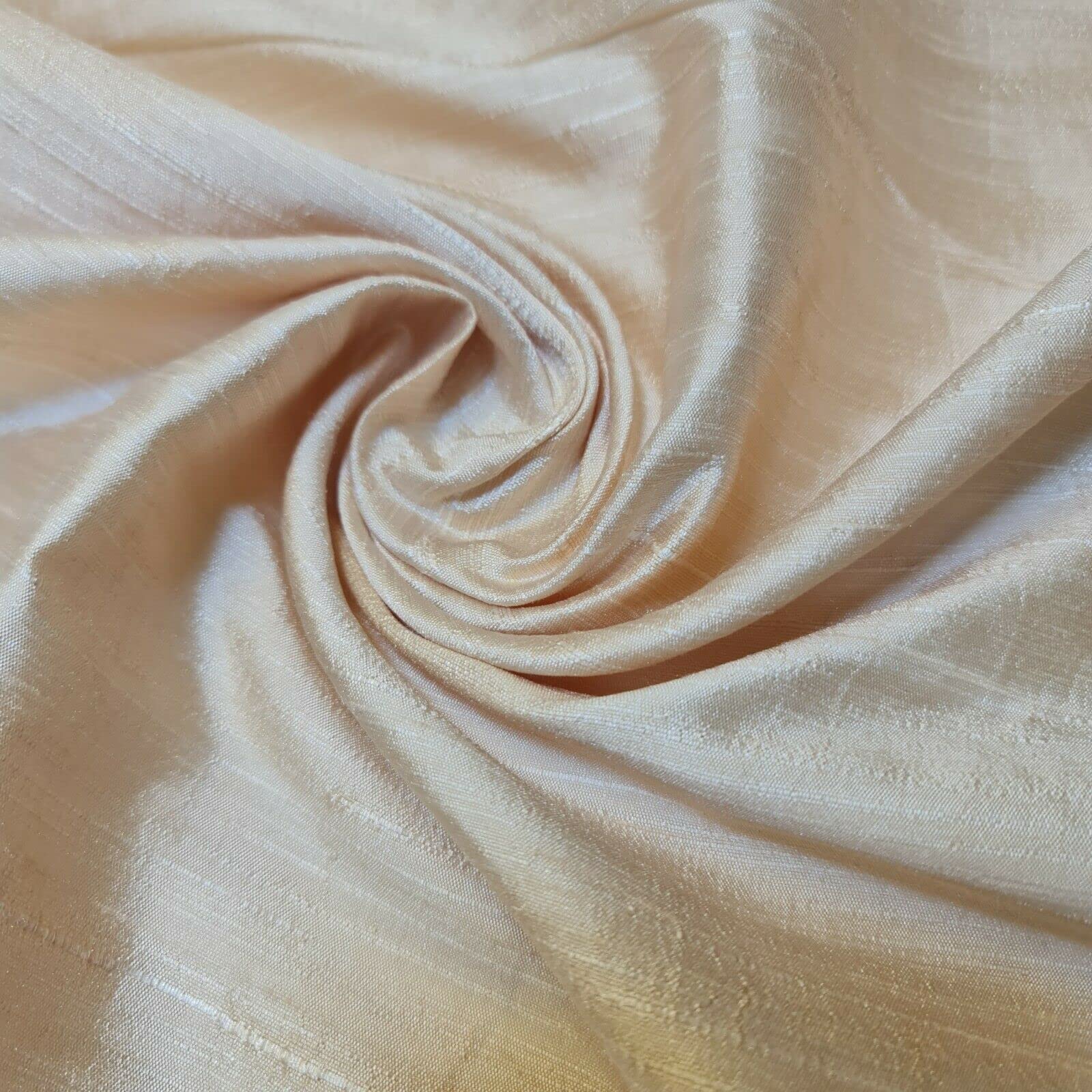 Plain Raw Silk Faux Dupion 100% Polyester Upholstery Fabric Bridal Material 44" (1 Meter, Cream)