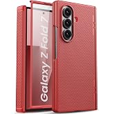 SIXBOX for Samsung Galaxy Z Fold 7 Case Slim, Hinge Protection &amp; Screen Protector [Anti-Scratch], Rugged Shockproof Raised Edge Protective Women Men Phone Cover Case for Galaxy Fold 7 2025, Red