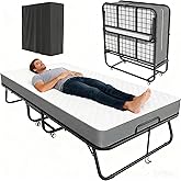 Pataku Folding Bed with Mattress, Twin Foldable Bed, Roll Away Beds for Adults, 75" x 31" Roll Away Portable Beds with 5" Mattress, Folded Frame for Small Apartment, Guest Room