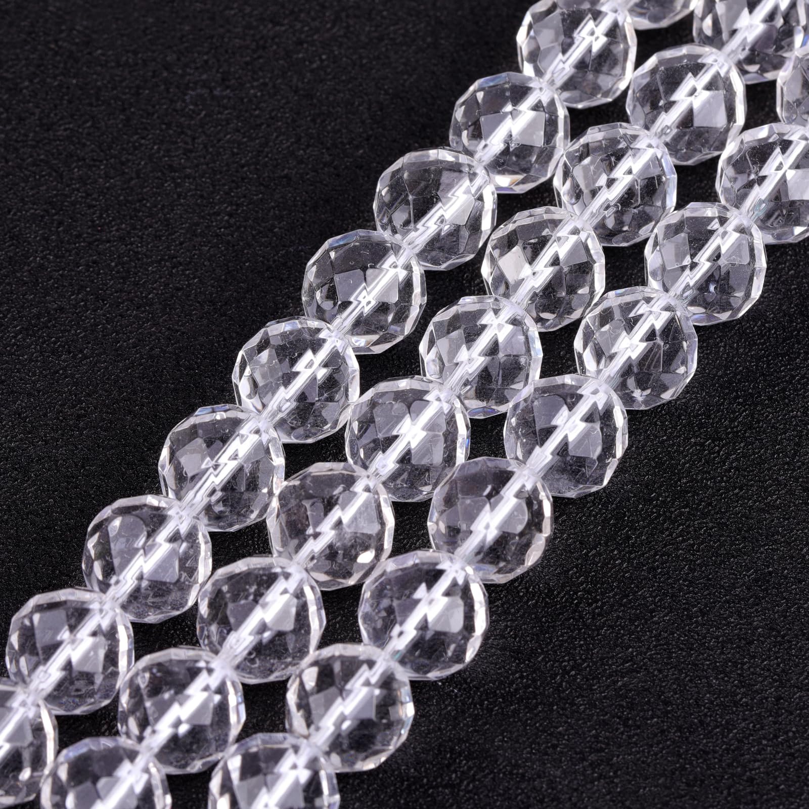 AAA Grade Faceted Natural Clear White Quartz Beads for Jewellery Making 15'' (12MM)