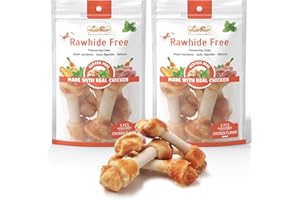 LuvChew Premium Dog Bones, Made with Real Chicken & Wholesome Vegetables, Rawhide Alternative, Medium 5pcs/Pack x 2packs
