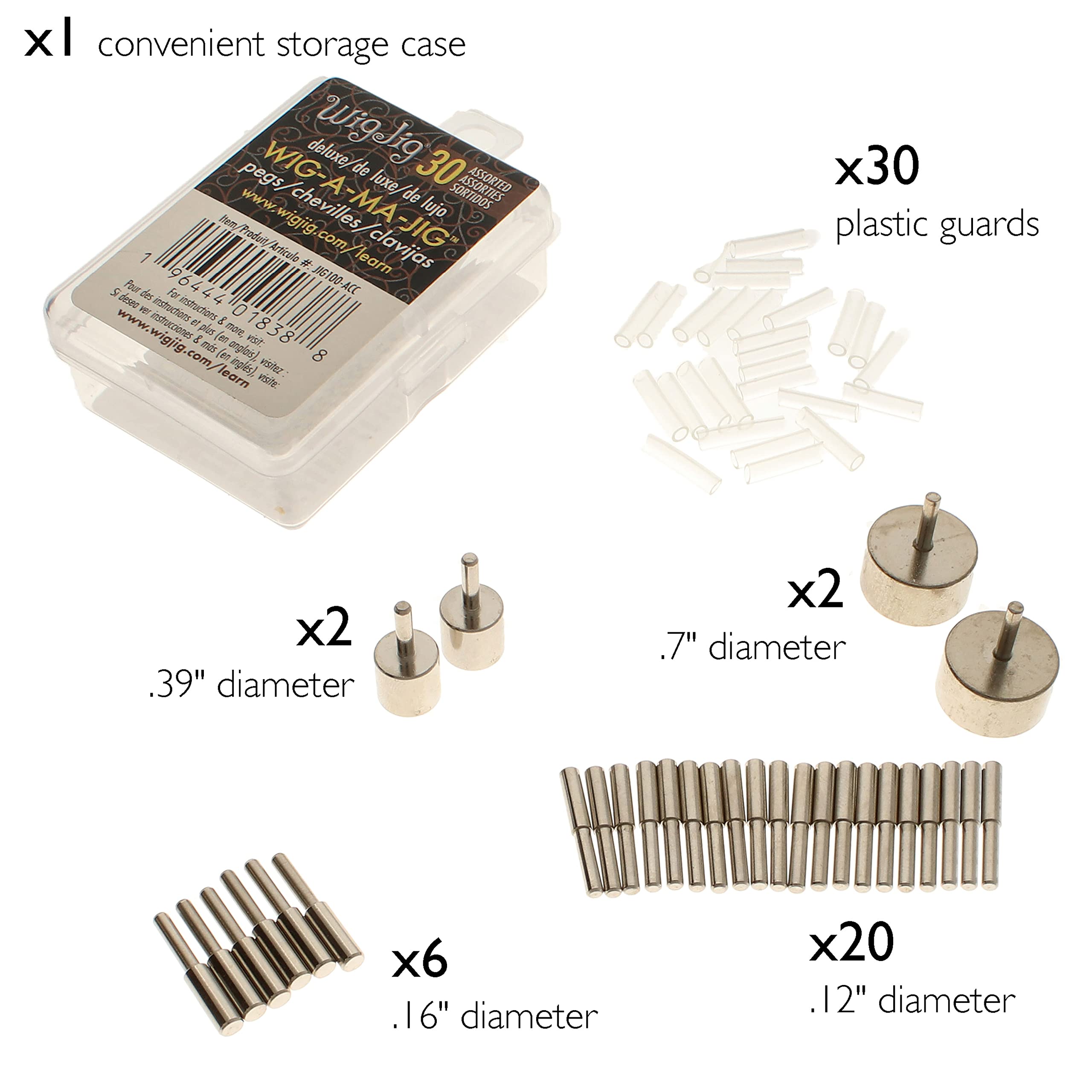 The Beadsmith Wig-Jig Peg Kit – 30pc Metal Pegs and Rounds in 2 Sizes Each w/Storage Case, Use w/Wig-A-Ma-Jig Deluxe