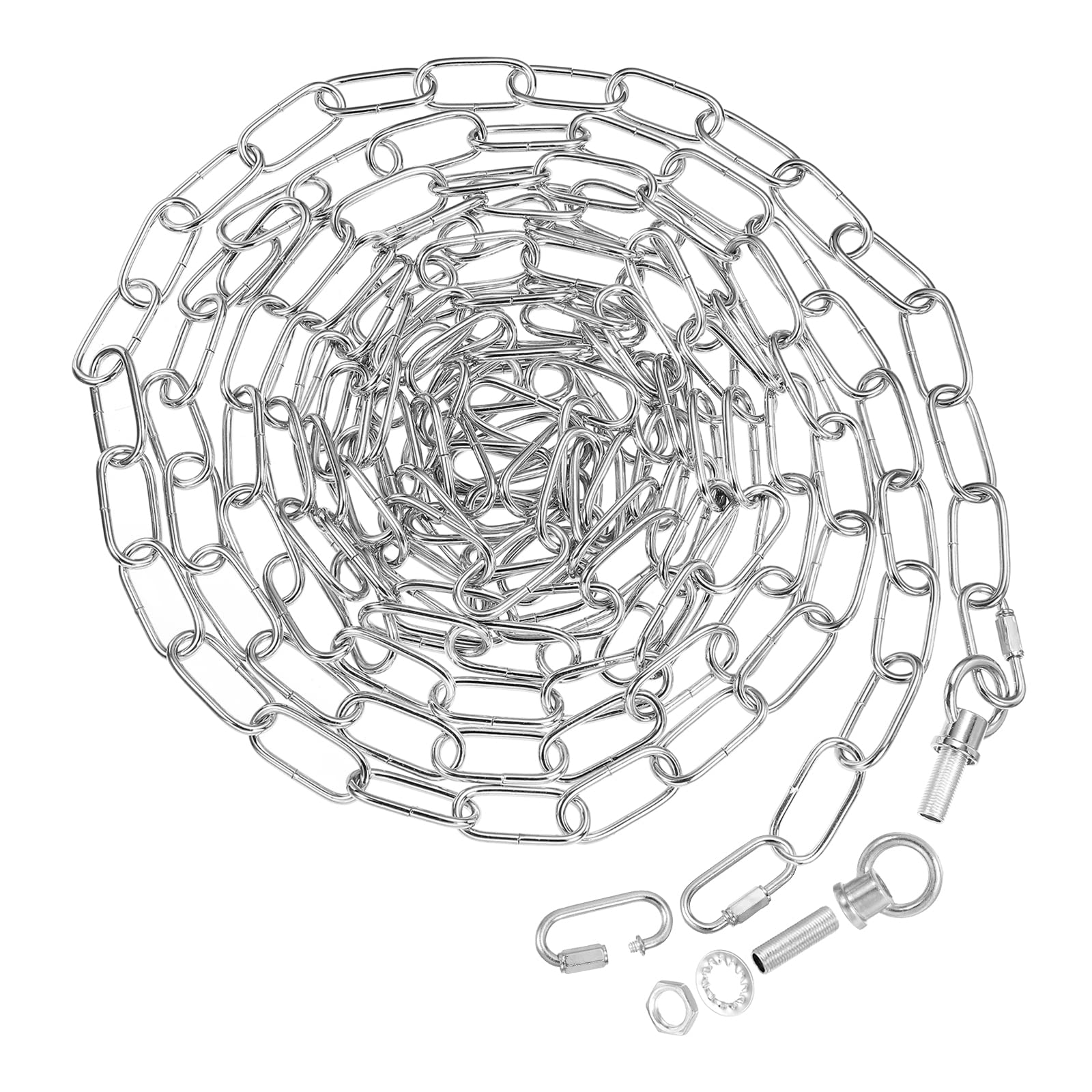 PATIKIL 19 Feet Lighting Chain for Hanging Lamp, Chandelier Chain Light Fixture Chain Load Capacity 65 Lbs for Pendant Light, Ceiling Fan, Silver — image 1