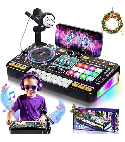 Amazon.com: Kids DJ Mixer Board Controller Toy Set with Turntable