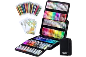 TANMIT Glitter Gel Pens, 160 Pack Glitter Pen with Case for Adults Coloring Books, Artist Colored Gel Markers with 40% More Ink for Drawing Scraobooking Writing Doodling