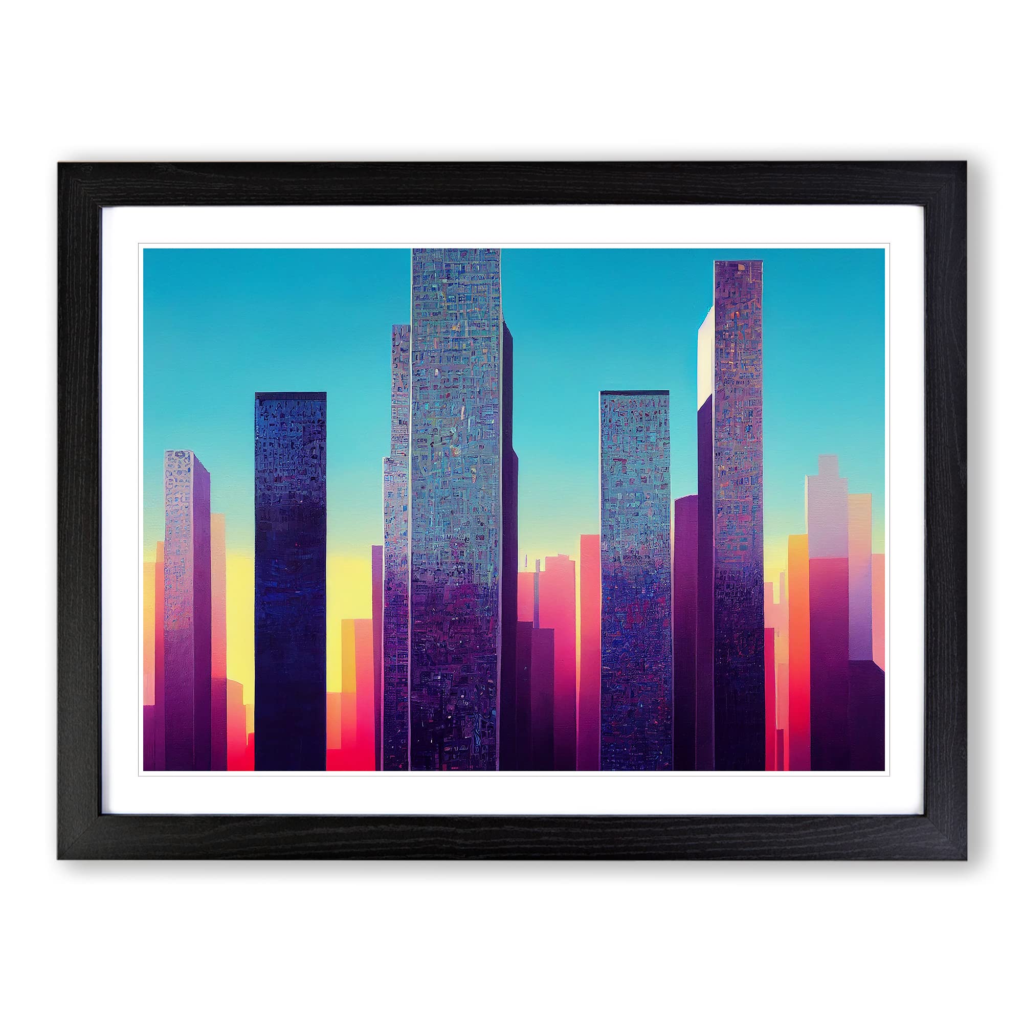 Edgy City Skyline Architecture Framed Print | A4 Black Framed Wall Art | Ready to Hang | Modern Cityscape Picture | Living Room Bedroom Lounge Office