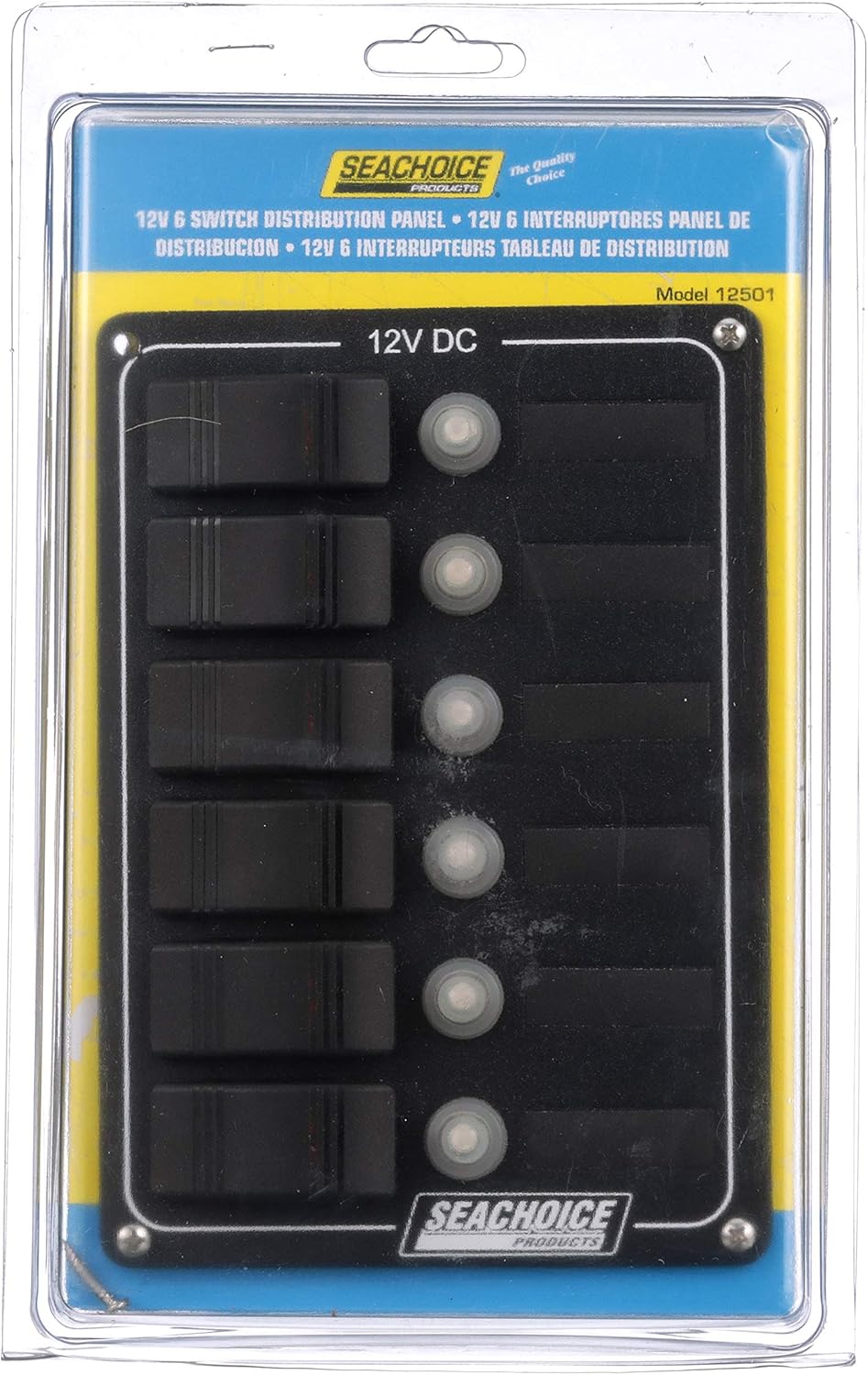 Seachoice 12501 6-Gang Breaker Panel with Rocker Switches - 5052 Aluminum - Pre-Wired, Black, 5.25" x 7.5" : Boating Rocker Switches : Sports & Outdoors