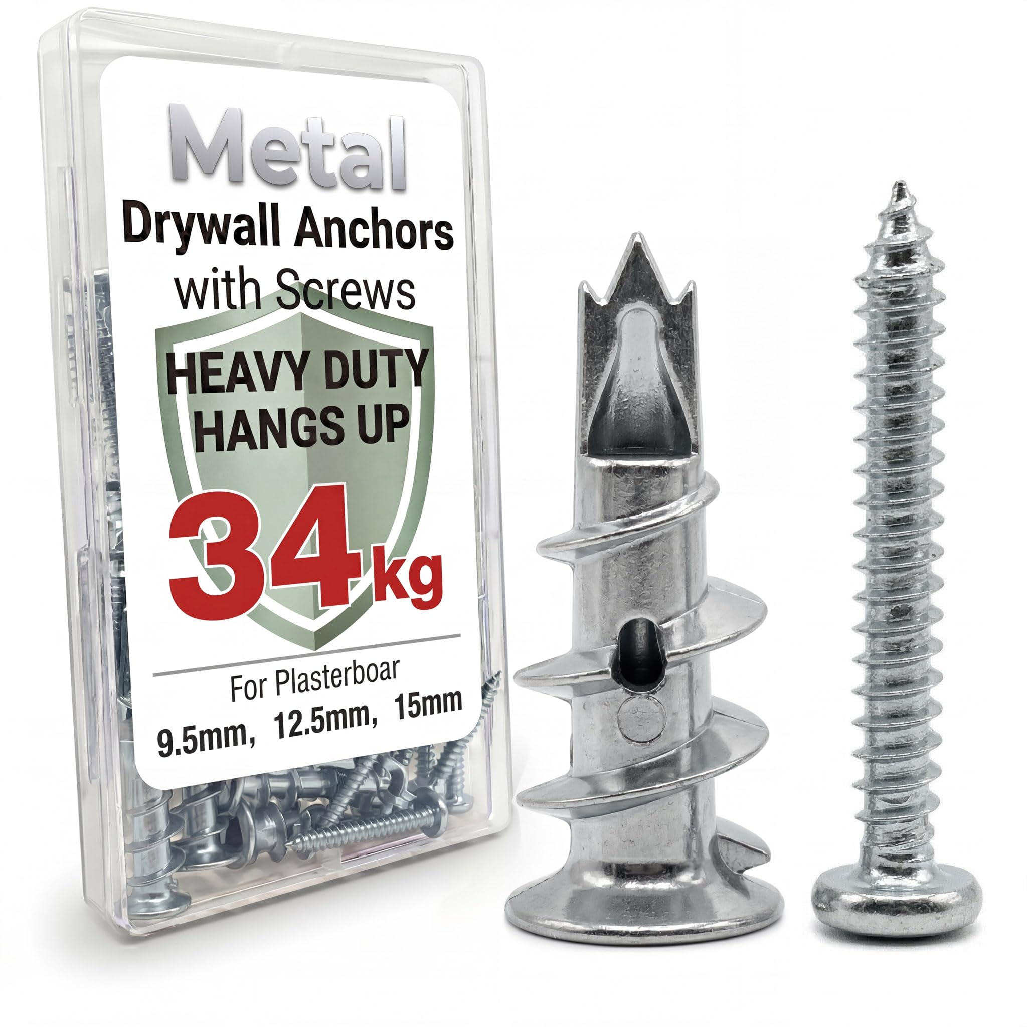 laffeya Zinc Plasterboard Fixings & Self Drilling Screws Kit, Heavy Duty Hollow Wall Anchors with Screws, Multi-Thickness Load Bearing for Home & Professional Use