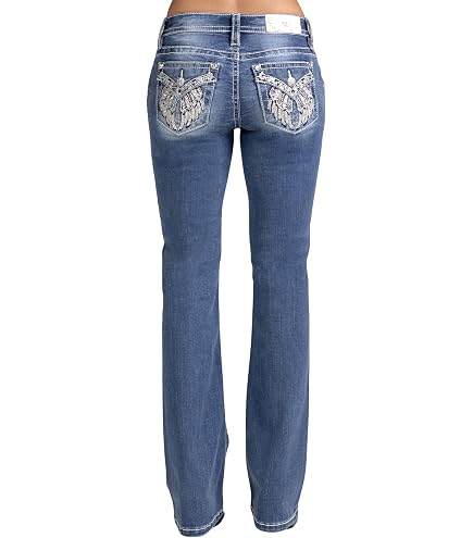Miss Me Women's Low-Rise Skinny Jeans, Black and White Stitch