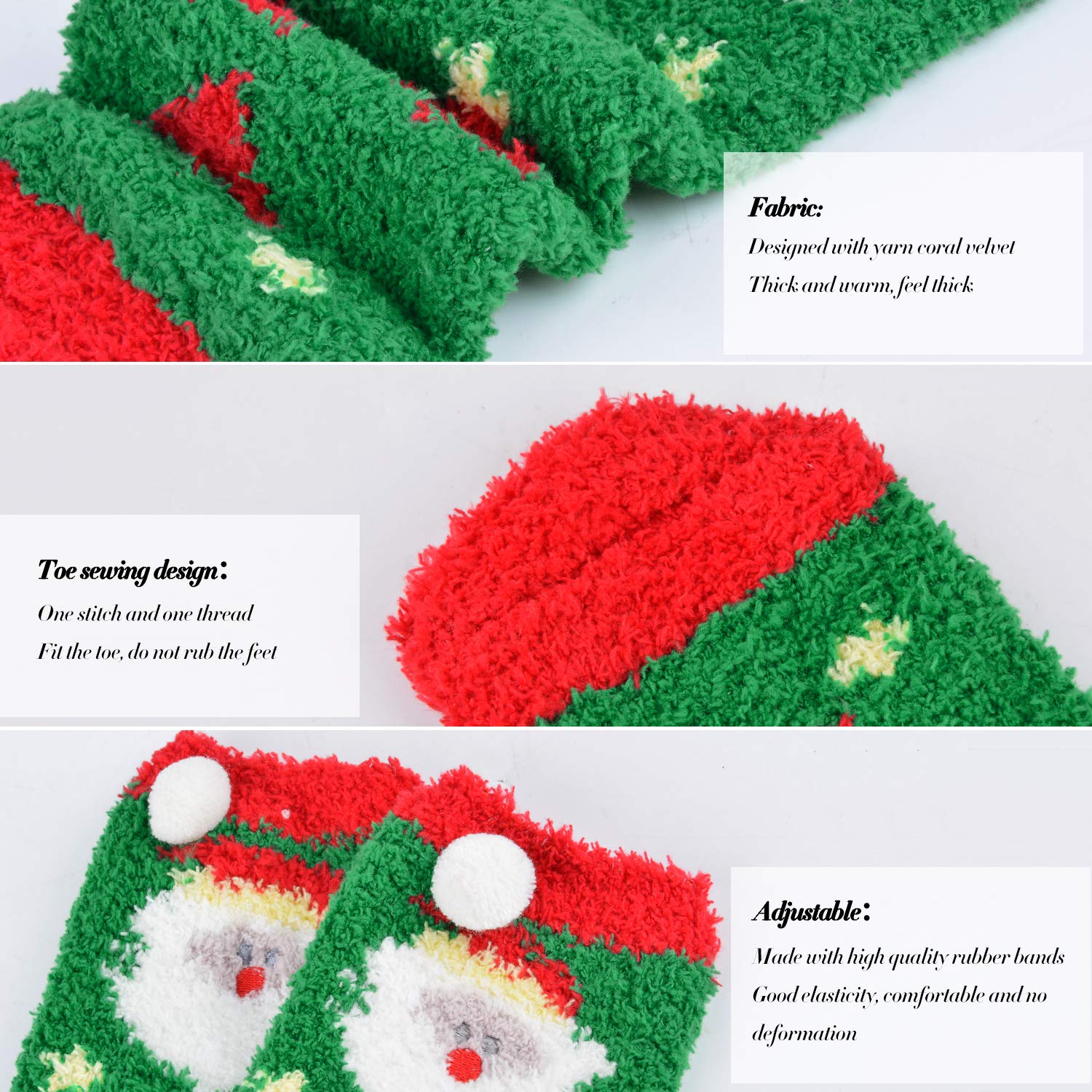 ZOYLINK Calcetines navideños de 4 Pares Calcetines Gruesos Transpirables de Dibujos Animados Lindos para Mujeres