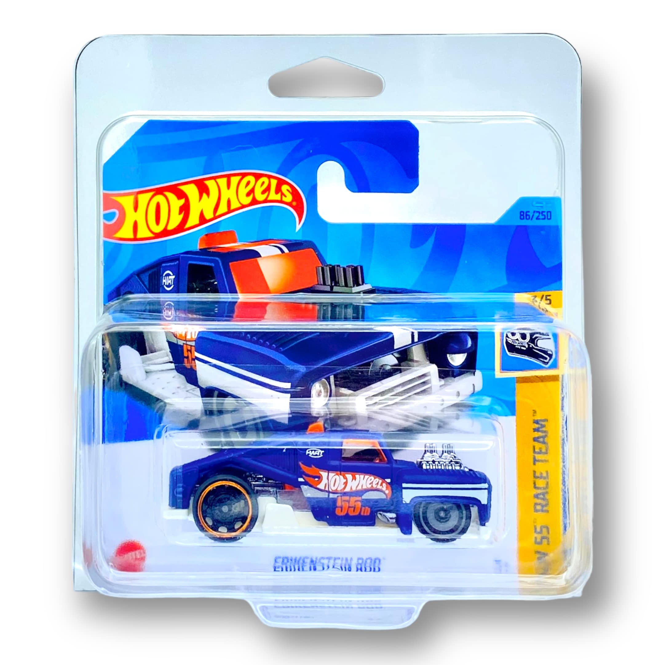 HOT WHEELS Erikenstein Rod (HW Blue & White) 3/5 HW 55th Race Team 2023-86/250 (Short Card) - COMES IN A KLAS CAR KEEPER PROTECTIVE COLLECTORS CASE - HKH68